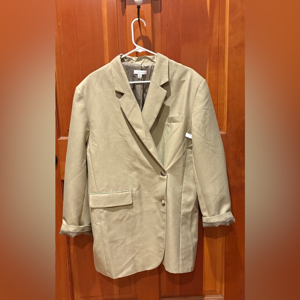 Topshop Tailored Dad Blazer Dress in Sage - Picture 7 of 17